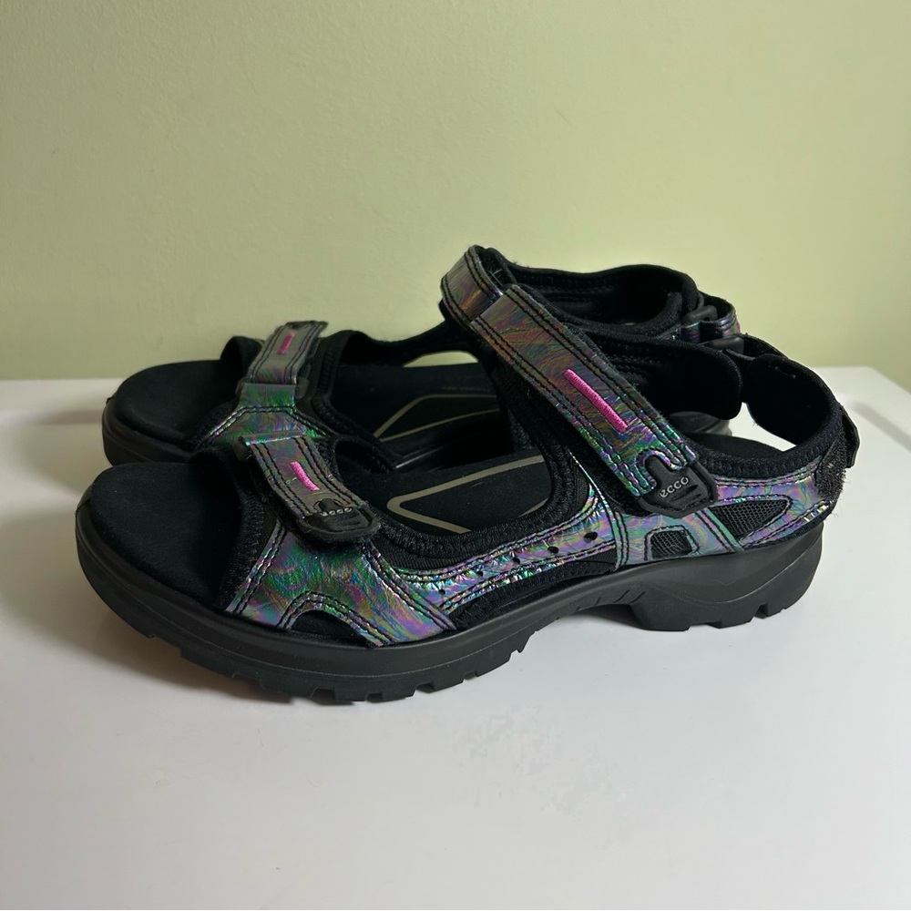ecco Yucatán Sandals Women’s EU 40 US 9/9.5 Black Multi Iridescent Sport Hiking - Picture 4 of 11